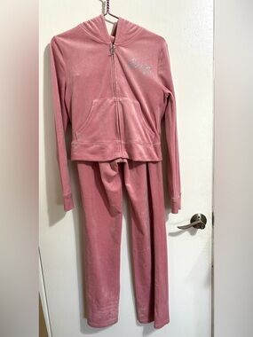 Juicy Couture Rose Velour Tracksuit Hoodie and Pants NWT - Medium